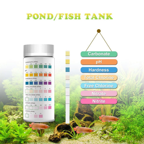 Aquarium Water Test Kit,Aquarium Test Strips,Home Water Quality Test Strips for Well and Tap Test Kit,Testing for pH, Hardness,Total Chlorine,Free...