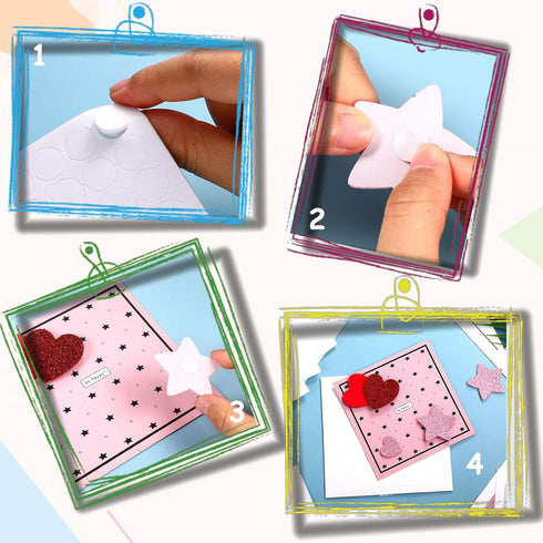 Zonon 24 Sheets Foam Dots Dual-Adhesive Foam Tapes 3D Square Strip Round Adhesive Mount for DIY Handmade Crafts, Card Making Or Office Supplies...