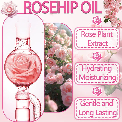 2PCS Rose Essential Oil,Premium Multi-Use Rose Fragrance Oil for Skin Use & Aromatherapy,Moisturizing Rose Oil Essential Oil for Face,Diffuser,Ski...