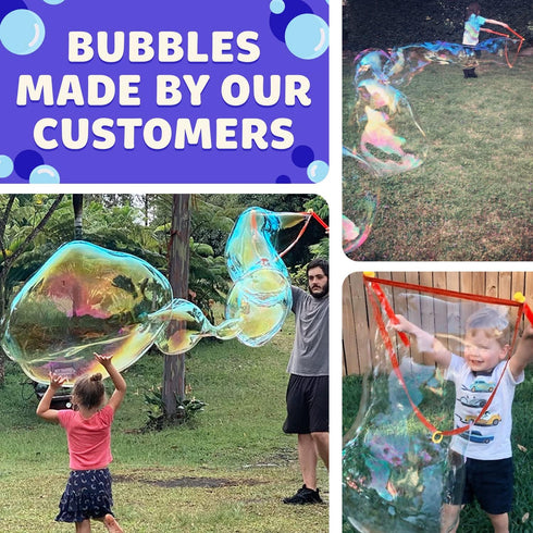4 PACK PARTY BOX Giant Bubble Wands INCLUDING 2 Gallons of Huge Bubble Solution Mix Refill for Huge Bubble Maker Liquid Big BubblesPARTY Outdoor S...