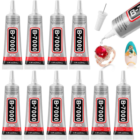 10 Pcs 25ml B7000 Glue Clear Adhesive Jewelry Bead B-7000 Glue for Jewelry Rhinestone DIY Cell Phone Repair Clothes Glass Metal Stone Beads Wooden...
