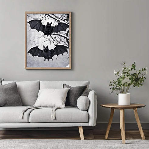 Posterizer 1 pcs- cute gothic print with bats- holloween decor-Gothic Art-Art for Animal Lovers- Living Room Bedroom Decor- unframed wall art...