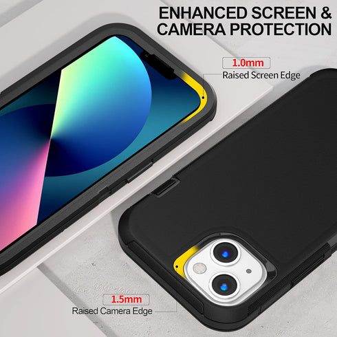 iPhone 13 Case with 2 Pack Screen Protector - Military Grade Rugged Full Body Phone Case for Men and Women (Black)...