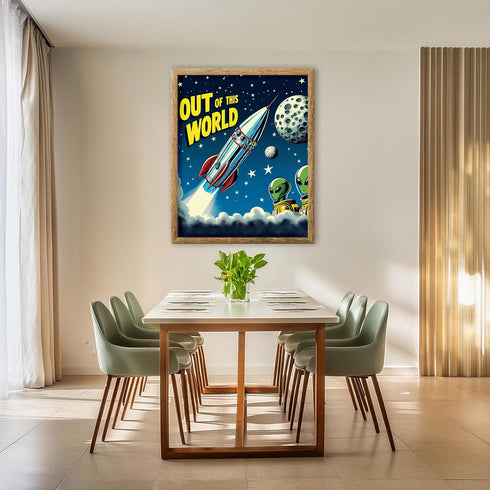 Posterizer 1 pcs-fun retro sci-fi alien art-out of this world-Fantasy & Fiction Art-Quotes and Poems-Decor for Game Room or Man Cave- unframed wal...