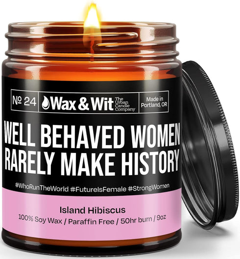 Wax & Wit Funny Soy Candle Gift for Women - Humorous, Aromatherapy Soy Wax Candle, Ideal for Housewarming, Coworker, Birthday – Island Hibiscus - ...