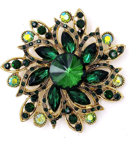 LAXPICOL Vintage Women's Austrian Crystal Elegant Flower Brooch Wedding Broach Pin...