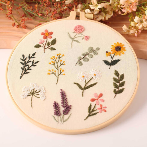 Harimau 4P Beginner Embroidery Kit,Natural Landscape Pattern,Cross Stitch Kits, Including Stamped Embroidery Cloth with 2 Embroidery Hoops, Multic...