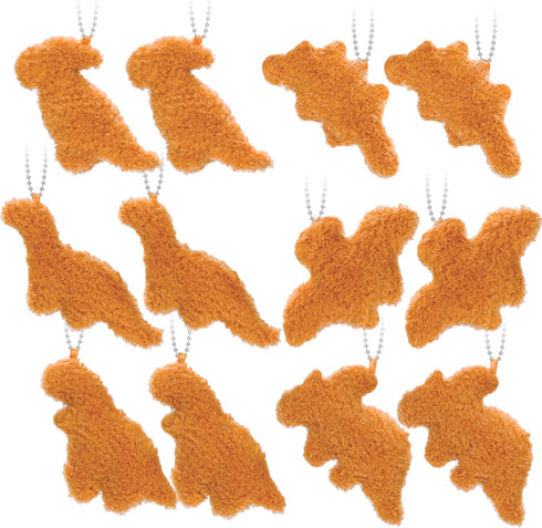 12 Pcs Dino Nugget Plush Keychain Party Favors - Mini Plush Pillow Charm Keyring for Party Supplies, Soft Stuffed Dinosaur Toy for Girls and boys,...
