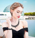 FIASASO Black Bridal Jewelry Set for Women Rhinestone Wedding Necklace Bracelet Dangle Earrings for Bride Bridesmaid Prom Jewelry Accessories...