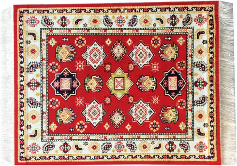 Set of 4 Rug Table Coasters – Oriental Design Fabric Carpet Drink Mats Absorbent Kitchen and Dining Accessories, Spill & Drip Protection, Rectangu...