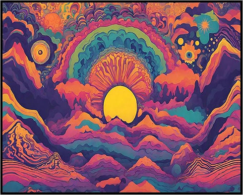 Posterizer 1 pcs- psychedelic funky hippie colorful landscape 5-Abstract & Modern Art-Fantasy & Fiction Art- Living Room Bedroom Decor- unframed w...