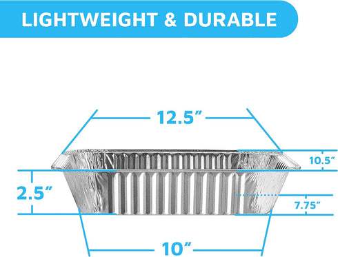 MontoPack Aluminum Foil Pans Half Size Roasting Chafing Pan | Bulk 10 Pack of 9x13 Tins for Cooking, Baking & Catering | Heavy Duty Disposable Coo...