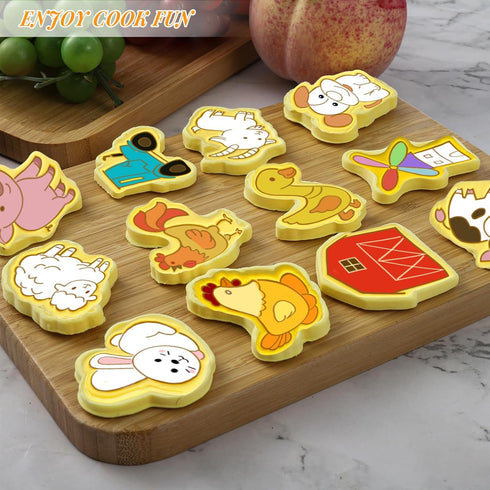 16 Pcs Farm Animal Cookie Cutters with Plunger Stamps Set, Farm Animal theme Fun Cookie Mold, 3D Animal Shape Cookie Cutters, Animal Series Shape ...