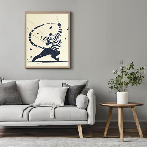 Posterizer 1 pcs-minimal asian art-fighting tiger-abstract art 1-Collectibles & Fine Art-Art for Animal Lovers-Living Room Bedroom Decor- unframed...