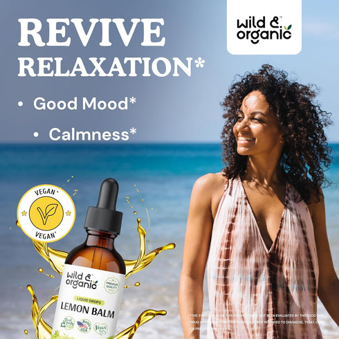 Lemon Balm Tincture - Organic Lemon Balm Liquid Extract - Lemon Balm Herb Drops - Vegan, Alcohol Free Supplement - 2 fl oz...