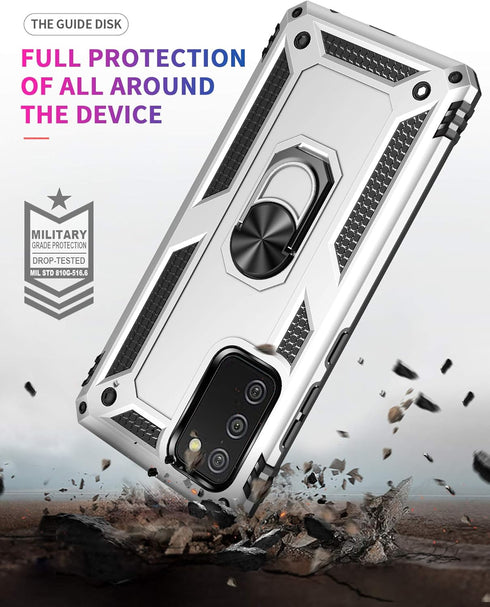 Military Grade Drop Impact for Samsung Galaxy A02S Case 360 Metal Rotating Ring Kickstand Holder Armor Heavy Duty Shockproof Case for Galaxy A02S ...