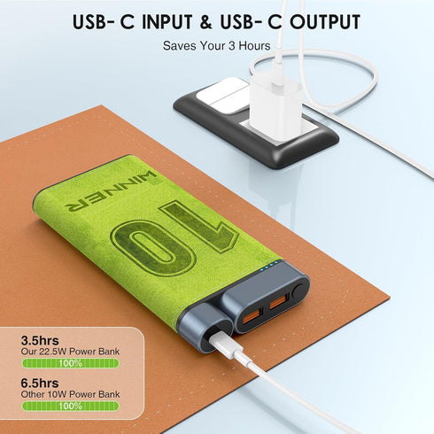 Portable Charger, Power Bank with Cords, 10000mAh/22.5W Battery Pack with USB C Input?Output, Travel Battery Charger Fast Charging for iPhone 15/1...