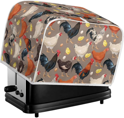 Brown Chicken Rooster Print 2 Slice Toaster Cover Kitchen Small Appliance Covers Universal Size Microwave Oven Dustproof Cover Women...
