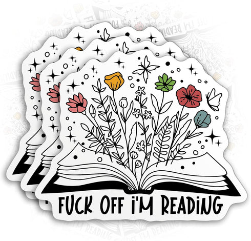 (3PCS) F*ck Off I'm Reading Book Sticker Funny Quote Bookish Book Lover Reading Kindle 2" Die-Cut Waterproof Vinyl Sticker for Water Bottle Tumble...