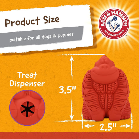 Arm & Hammer for Pets Super Treadz Mini Gorilla Dental Chew Toy for Dogs | Dog Dental Chew Toys Reduce Plaque & Tartar Buildup Without Brushing | ...