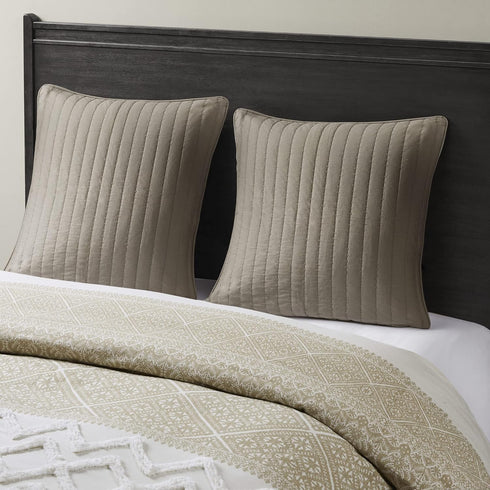 INK+IVY Pillow Sham Only Bed Skirt&SHAM, 26"x26", Quilted Taupe...