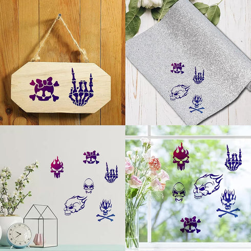 GORGECRAFT 6.3 Inch Skull Metal Stencil Stainless Steel Painting Template Journal Tool for Painting Wood Burning Pyrography and Engraving Home DIY...