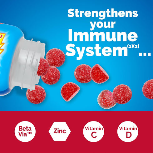 Emergen-C Immune+ Immune Gummies, Vitamin D Plus 750 mg Vitamin C, Immune Support Dietary Supplement, Caffeine Free, Gluten Free, Raspberry Flavor...