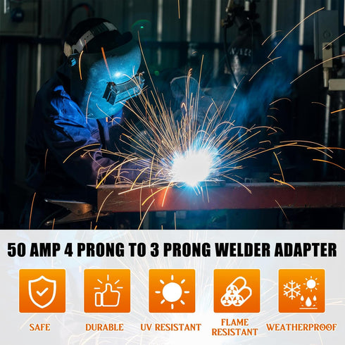 Welder Adapter, Compatible with NEMA 14-50P Male to 6-50R Female, 50 Amp 4 Prong to 3 Prong Welder Power Adapter, Generator Welder Dryer EV Charge...