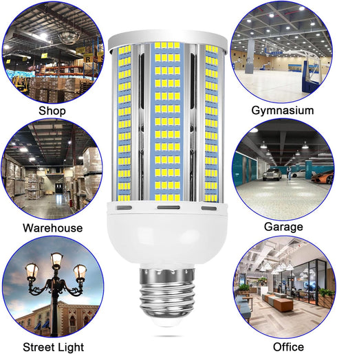 2 Pack 400W Equivalent Led Corn Light Bulb, 6000 Lumen 6000K Daylight 50W LED Corn Lamp, E26/E27 Medium Base for Indoor Garage Factory Warehouse B...