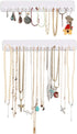 Boxy Concepts 2-Pack Necklace Organizer & Jewelry Storage - 10.5 in x 1.5 in White Wall-Mount Hanging Jewelry Organizer - 10 Hooks for Necklaces, ...