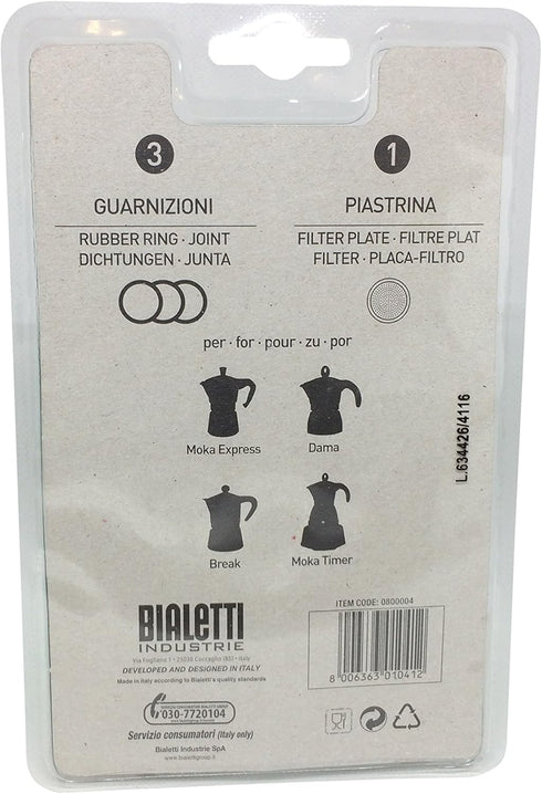 Bialetti Moka Express 6 Cup Replacement Filter and 3 Gaskets , White...