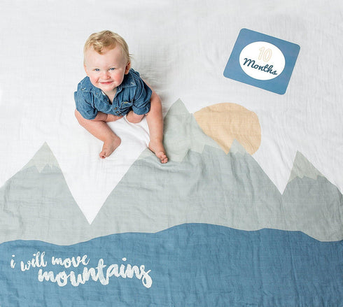 lulujo Baby’s First Year Milestone Blanket and Card Set | 40in x 40in (I Will Move Mountains)...