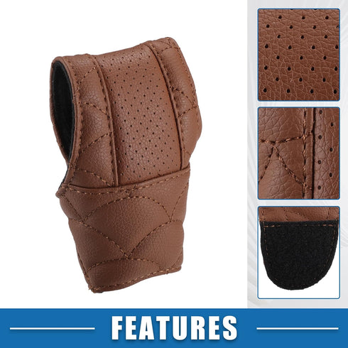 Car Shift Knob Cover Universal Vehicle Interior Shift Gear Cover Trim Accessories Decorative Faux Leather Brown...