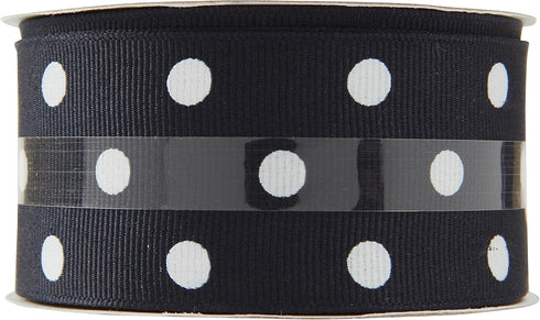 Offray 153091 1.5" Wide Grosgrain Craft and Decorative Ribbon, 9-Foot Spool, Navy Blue Polka Dot...