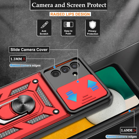 Galaxy A13 5G Case / A04S Case, Samsung Galaxy A13 5G Case with HD Screen Protector, Heavy Duty Shockproof Phone Cover with Magnetic Kickstand Rin...