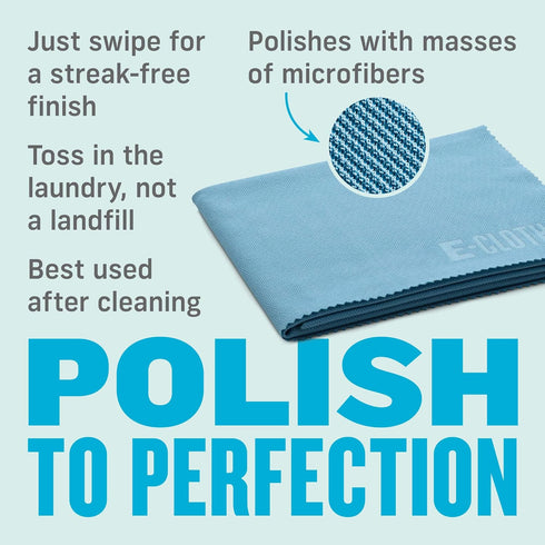 E-Cloth 4-Pack Glass Polishing Cloth - Sustainable Microfiber Glass Cleaning Cloth Set, Window and Mirror Cleaner Wipes, Washable and Reusable, 10...
