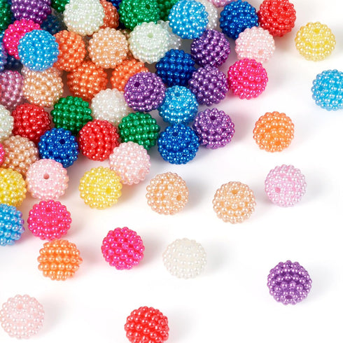 Beadthoven 195Pcs 12mm Mermaid Beads Plastic Red Bayberry Beads Mixed Color Round Chunky Bubblegum Beads Bulk Loose Spacer Beads Bubble Beads for ...