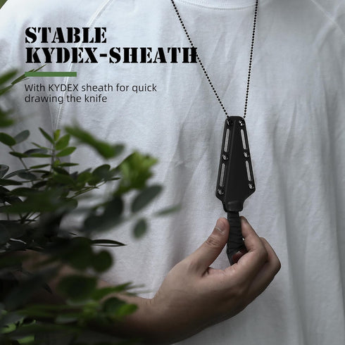 Omesio Fixed Blade Knife with Sheath, 6.38” Neck Knife Full Tang Small Necklace Knife for Men, Compact EDC Tactical Knife Suitable for Survival Hi...