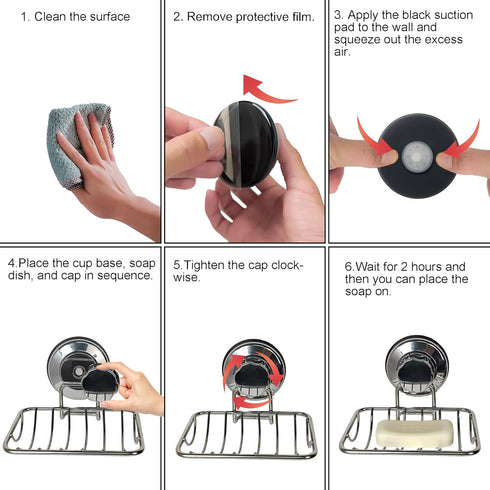 iPEGTOP 3in1 Suction Cup Shower Caddy Bath Wall Shelf + Soap Dish Holder for Large Shampoo Shower Gel Holder Bathroom Storage - Rustproof Stainles...