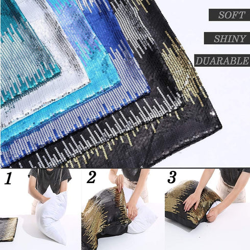 Juya Delight Throw Pillow Case, Sparkly Pillow Cushion Covers for Couch Sofa Home Decorative,18x18 inches, Black Silver, Set of 2...