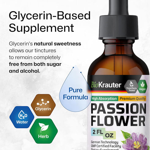 Passionflower Tincture - Organic Passion Flower Extract for Mood Support - Alcohol and Sugar Free - Vegan Drops 2 Fl.Oz....