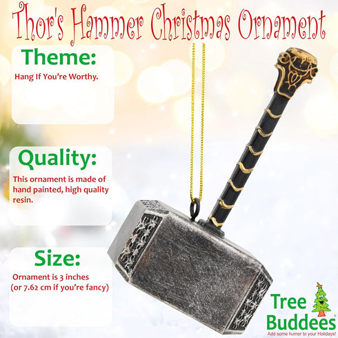 Tree Buddees Mjoelnir Thor's Hammer Christmas Ornament Decoration...