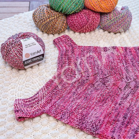 YarnArt Jeans Tropical Yarn - Variegated Fine Yarn 1 Skein/Ball 50 gr 174 yds Cotton Yarn Knitting Yarn Soft Yarn, Amigurumi, Crocheting, Turkish ...