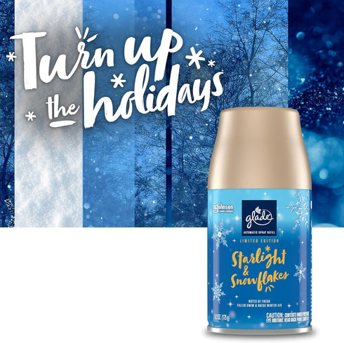 Glade Automatic Spray Refill, Air Freshener for Home and Bathroom, Starlight & Snowflakes, 6.2 Oz...