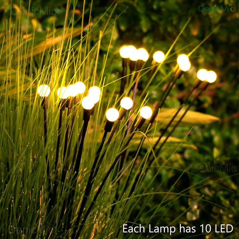 DenicMic Solar Garden Lights Outdoor 10 LED Solar Firefly Lights with Highly Flexible Copper Wire, Solar Lights Outdoor Waterproof for Pathway Yar...