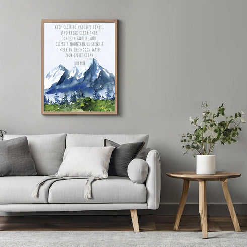 Posterizer 1 pcs-Keep Close to Nature's Heart-John Muir-Landscape & Nature Art-Quotes- Gift for Nature, Surfers and Beach Lovers-Living Room Bedro...