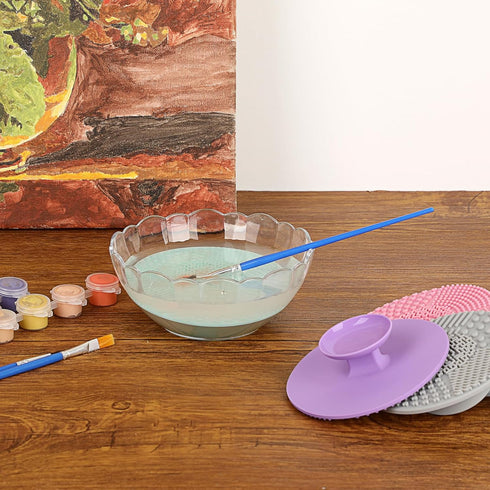 BTSKY 5 Pack Silicone Brush Cleaning Mat, Paint Brush Cleaner Mat with Suction Cup, Stylish Cosmetic Brush Cleaner Pad, Practical Brush Cleaner Ac...