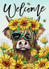 Welcome Spring Summer Highland Cow Decorative Garden Flag, Farm Animal Sunflower Floral Flower Yard Outside Decorations, Bee Farmhouse Rustic Outd...