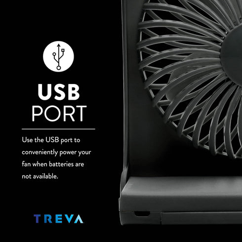 Treva 5-Inch USB And Battery Powered Desk Fan With Two Cooling Speeds And Adjustable Tilt Small Fan USB Fan Cubicle Accessories Durable and Long L...
