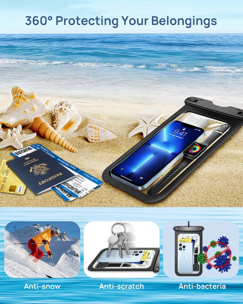 Lanhiem 10.5" Large Waterproof Phone Pouch, 2 Pack Universal IPX8 Waterproof Dry Bag with Lanyard for iPhone 15 14 13 Pro Max, Samsung Galaxy S24 ...